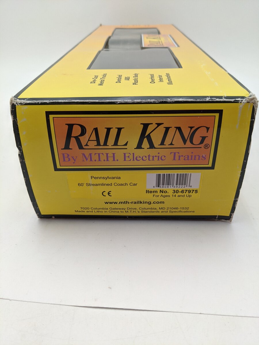 MTH 30-67975 O Pennsylvania 60' Streamlined Coach Car EX/Box