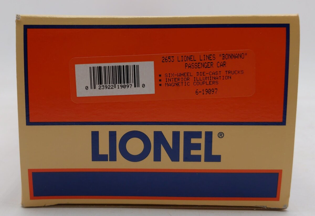 Lionel 6-19097 O Gauge "Bonanno" Lionel Lines Passenger Car #2653 VG/Box