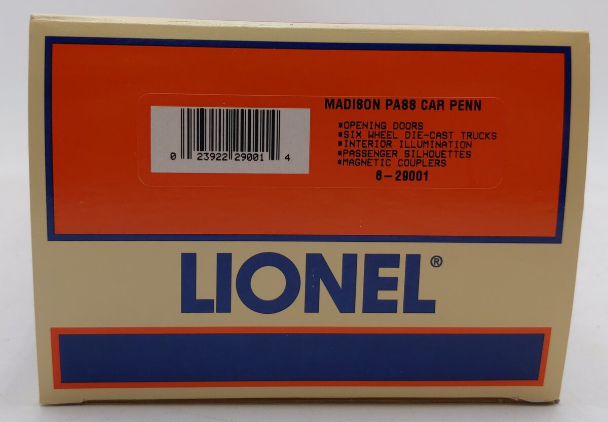 Lionel 6-29001 O Gauge PRR "Villa Royal" Madison Coach #2621 EX/Box