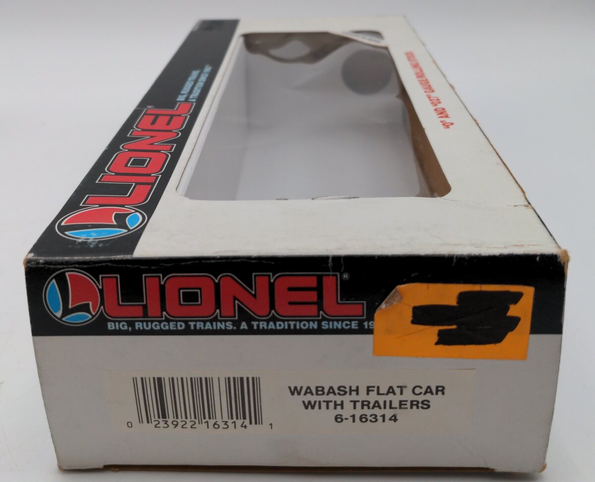 Lionel 6-16314 O Gauge Wabash Flatcar with Wabash Trailers #16314 EX/Box