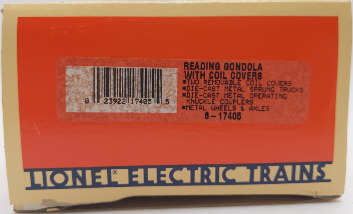 Lionel 6-17405 O Gauge Reading Gondola with Coil Covers #24876 EX/Box
