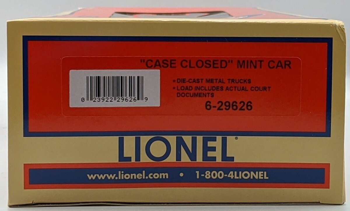 Lionel 6-29626 O Gauge "Case Closed" Mint Car #29626 MT/Box
