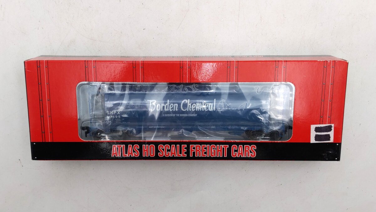 Atlas 1121-1 HO Borden Chemical 3 Bay Cylindrical Hopper #60695 LN/Box