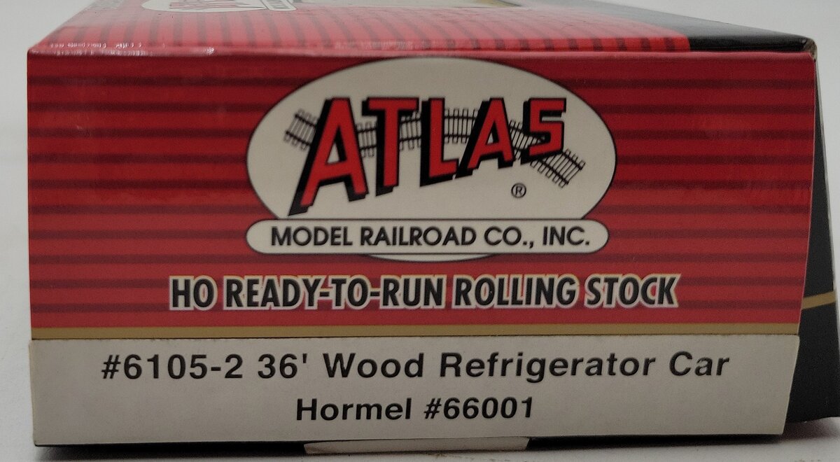 Atlas 6105-2 HO Scale Hormel 36' Wood Refrigerator Car #66001 LN/Box