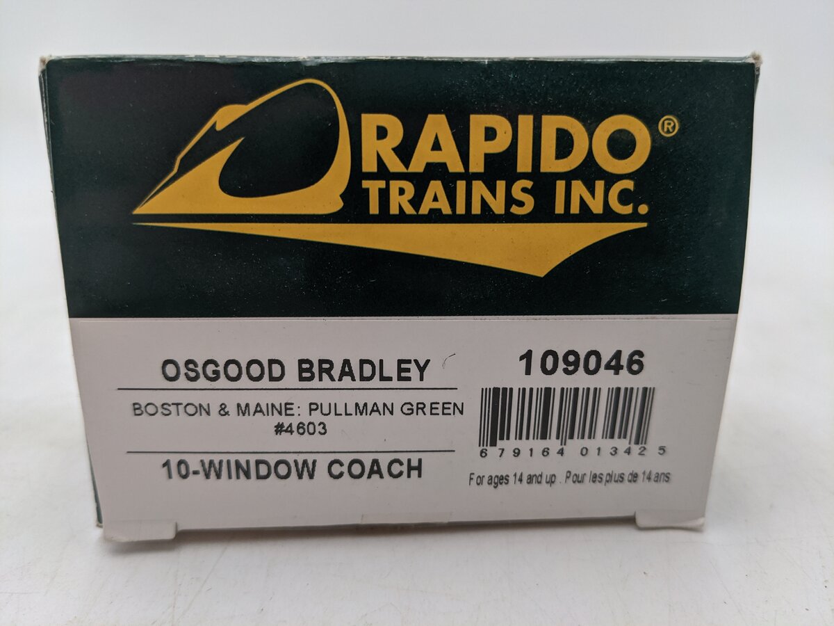 Rapido Trains 109046 HO Boston & Maine PS Osgood-Bradley 10-Window Coach #4603 EX/Box