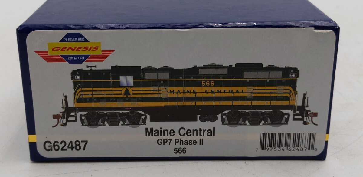 Athearn G62687 HO Scale Maine Central GP7 Phase II Diesel Locomotive #566 w/DCC EX/Box