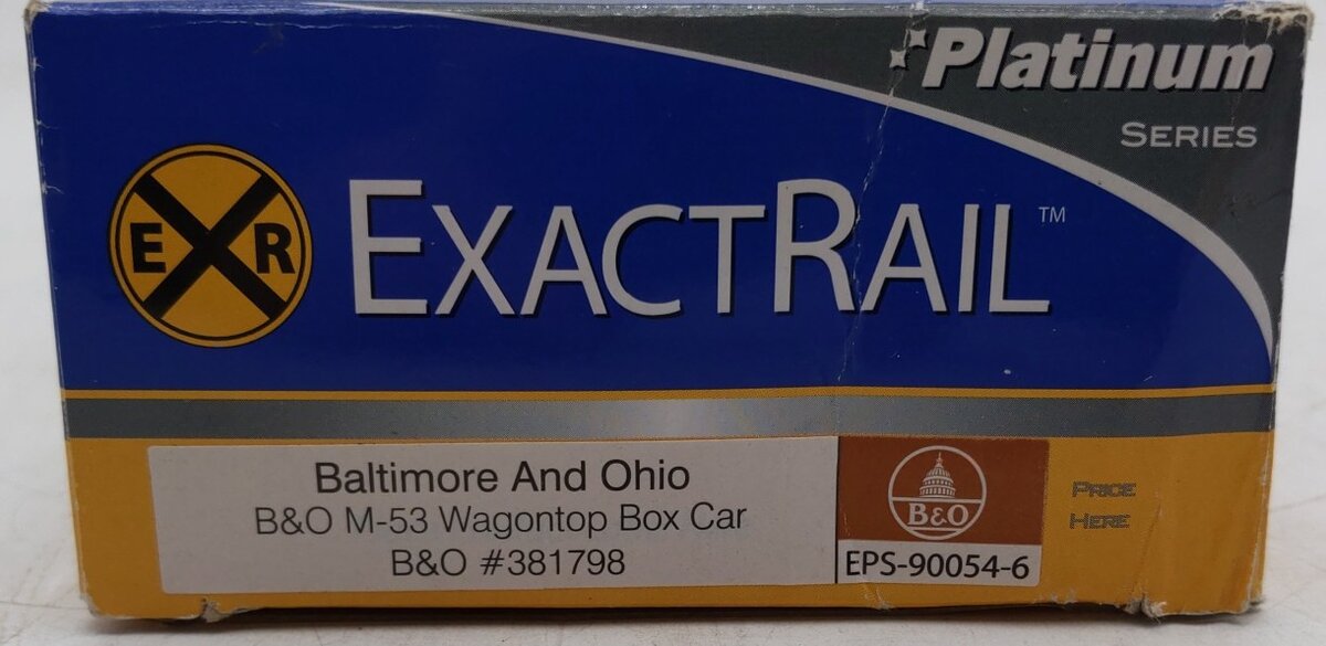 ExactRail EPS-90054-6 HO Scale Baltimore & Ohio M-53 Wagontop Box Car #381798 EX/Box