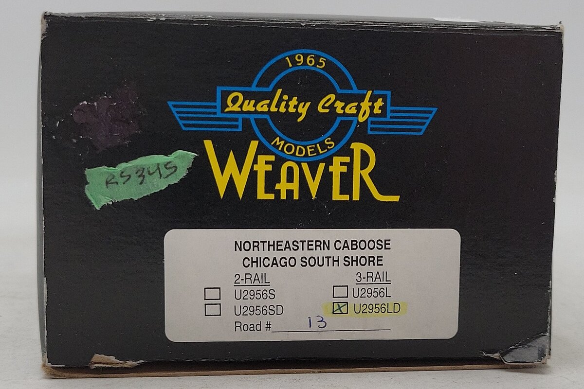 Weaver U2956LD O Gauge Chicago South Shore Caboose #13 (3 Rail) EX/Box