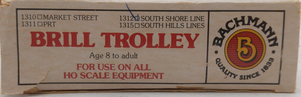 Bachmann HO Scale Brill Motorized Trolley South Shore #34 LN/Box