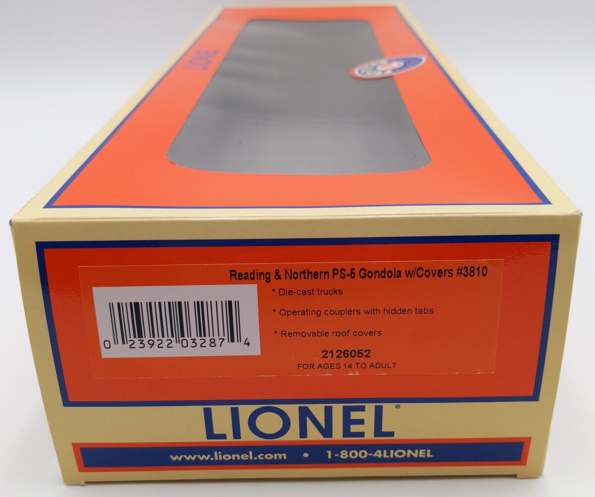 Lionel 2126052 O Reading & Northern PS-5 Covered Gondola with Covers #3810 LN/Box