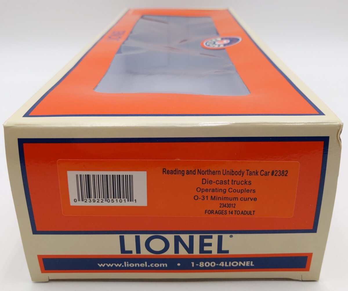Lionel 2343012 O Reading & Northern Unibody Tank Car #2382