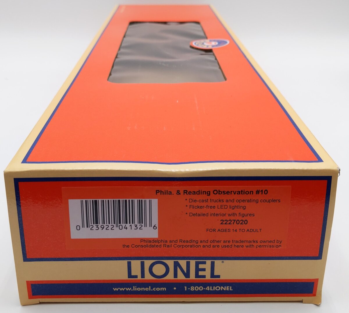 Lionel 2227020 O Gauge Philadelphia & Reading Observation Car #10 LN/Box