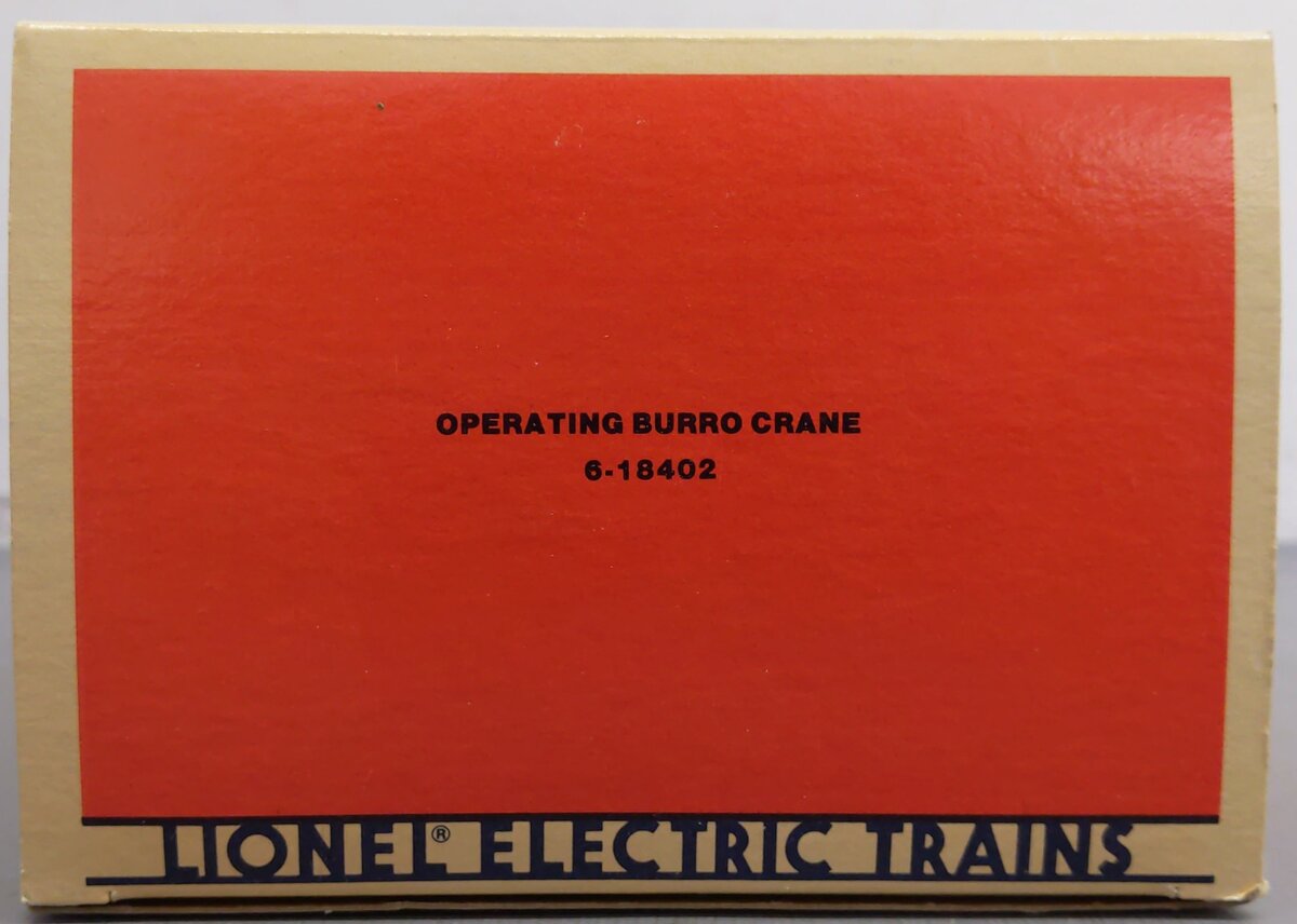 Lionel 6-18402 O Gauge Lionel Lines Operating Burro Crane #18402 EX/Box