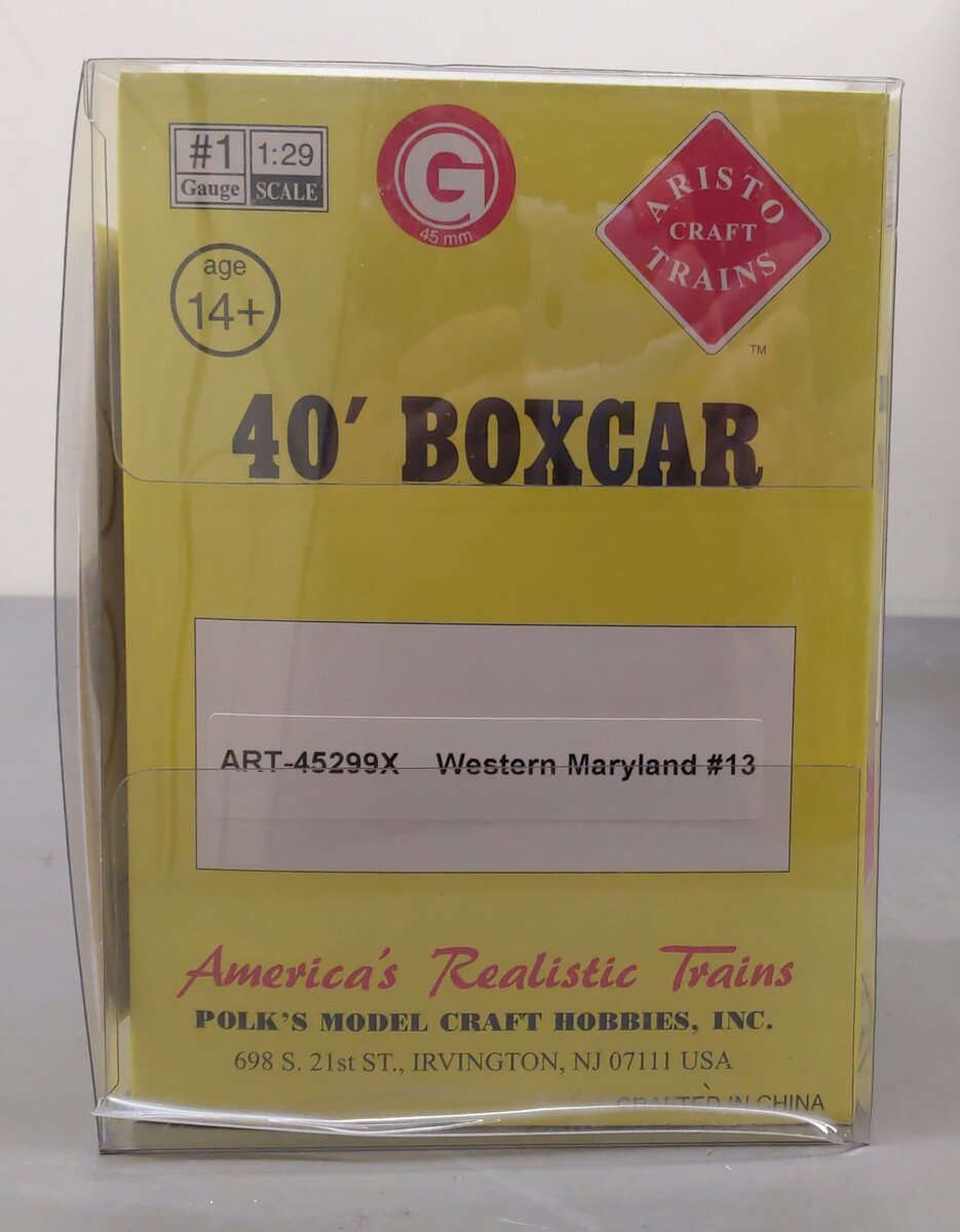 Aristo-Craft 45299X G Scale Western Maryland 40' Boxcar #13 LN/Box