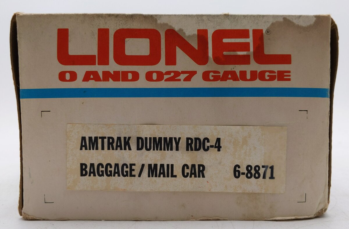 Lionel 6-8871 O Gauge Amtrak Dummy RDC-4 Baggage/Mail Car #8871 EX/Box