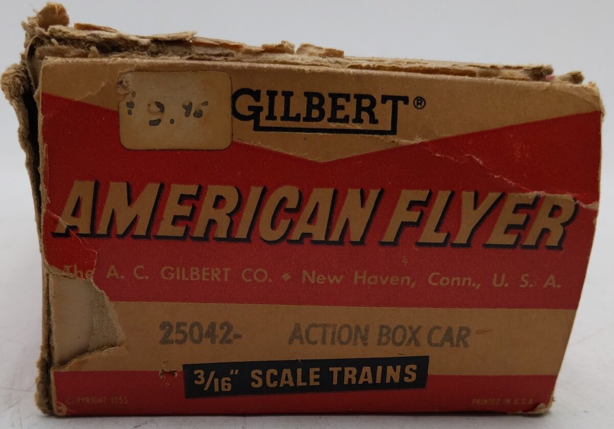 American Flyer 957 VIntage S Erie Operating Tuscan/White Boxcar VG/Box