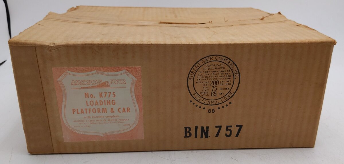 American Flyer K775 Vintage S Baggage Loading Platform w/ 974 Erie Boxcar VG/Box