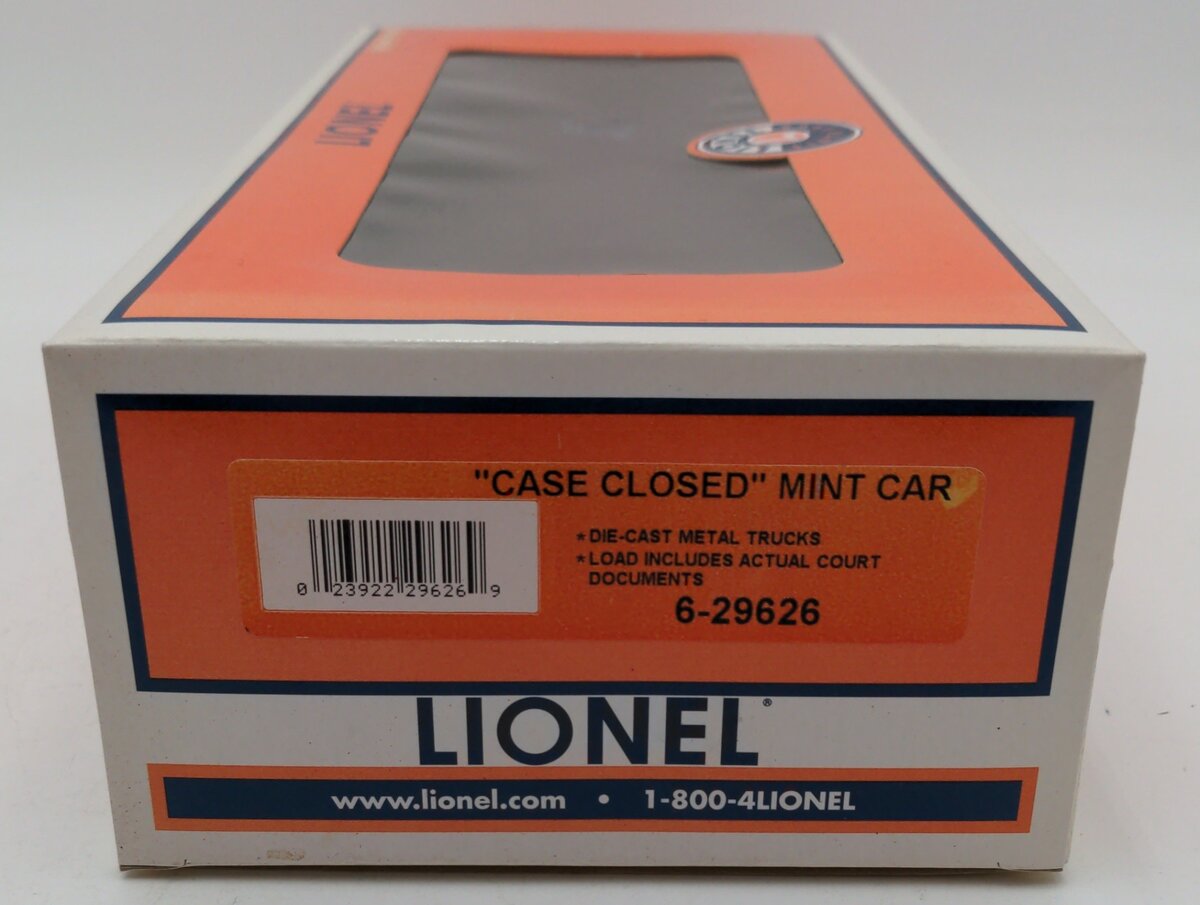 Lionel 6-29626 O Gauge "Case Closed" Mint Car #29626 LN/Box