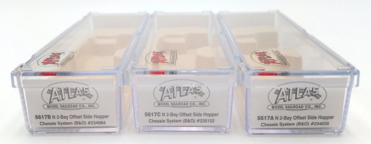 Atlas 5617 N Scale Chessie 2-Bay Offset Hopper Set (3 Cars) LN/Box