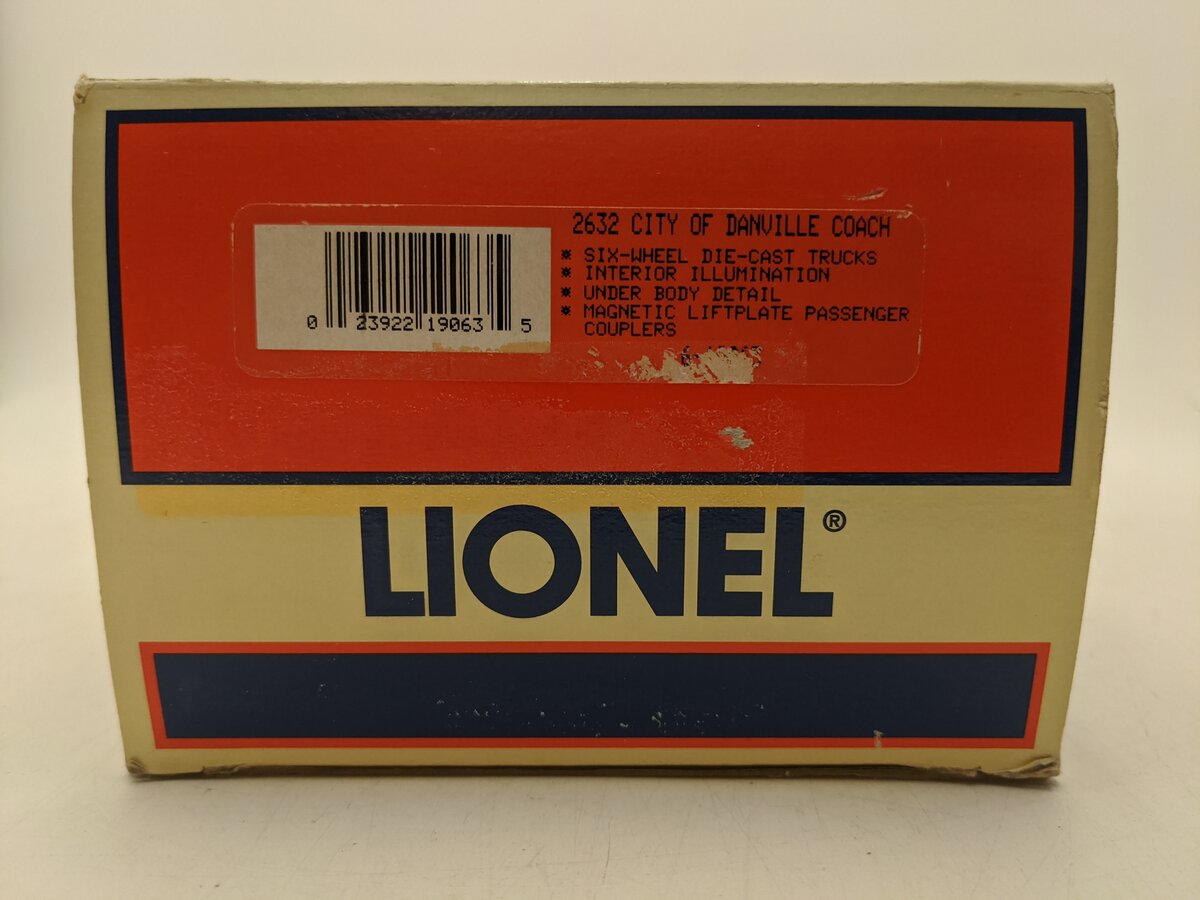 Lionel 6-19063 O Gauge Wabash Railway "City Of Danville" Coach Car #2632 EX/Box