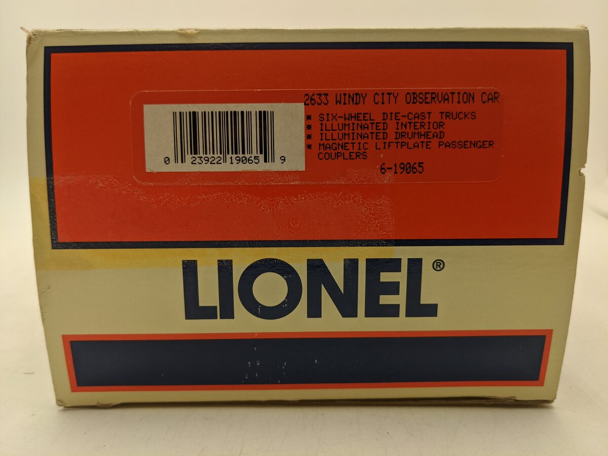 Lionel 6-19065 O Wabash Railway Windy City 2633 Observation EX/Box