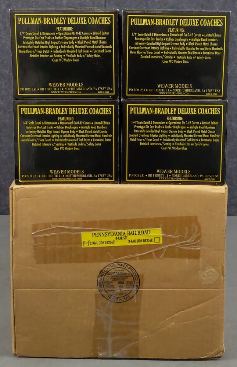 Weaver G1236S O Scale Pullman-Bradley Deluxe Coaches (Set of 4) - 2-Rail VG/Box