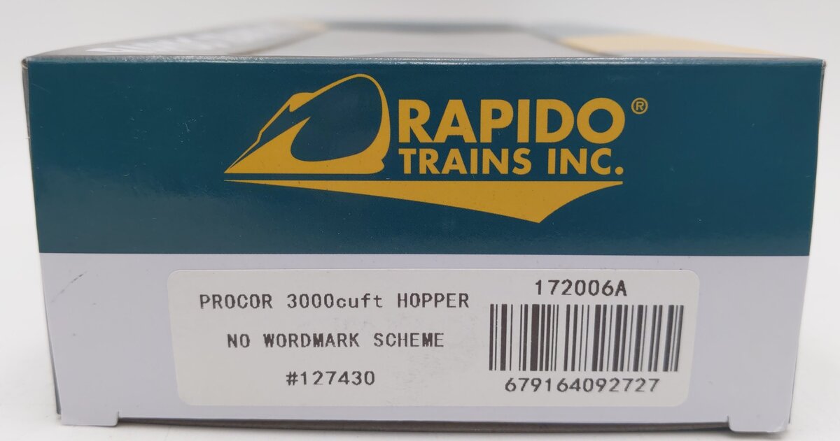 Rapido Trains 172006A HO Procor 3000cuft Aluminum Hopper No Wordmark #2 #127430 LN/Box