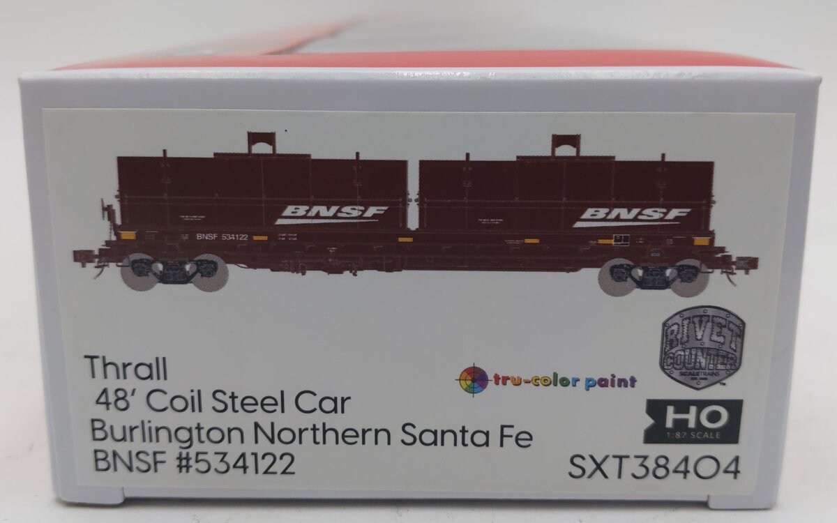 Scale Trains SXT38404 HO Scale BNSF 48' 2-Hood Coil Steel Car #534122 NIB