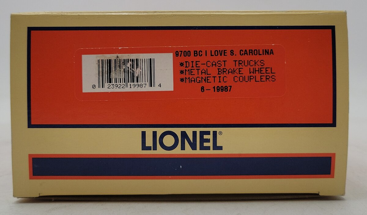 Lionel 6-19987 O Gauge I Love South Carolina Boxcar EX/Box