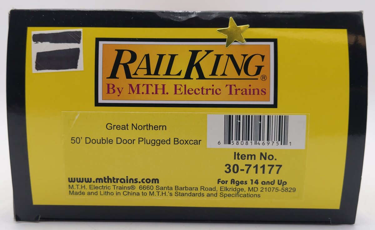 MTH 30-71177 O Great Northern RailKing 50' Double Door Plugged Boxcar #27429 NIB