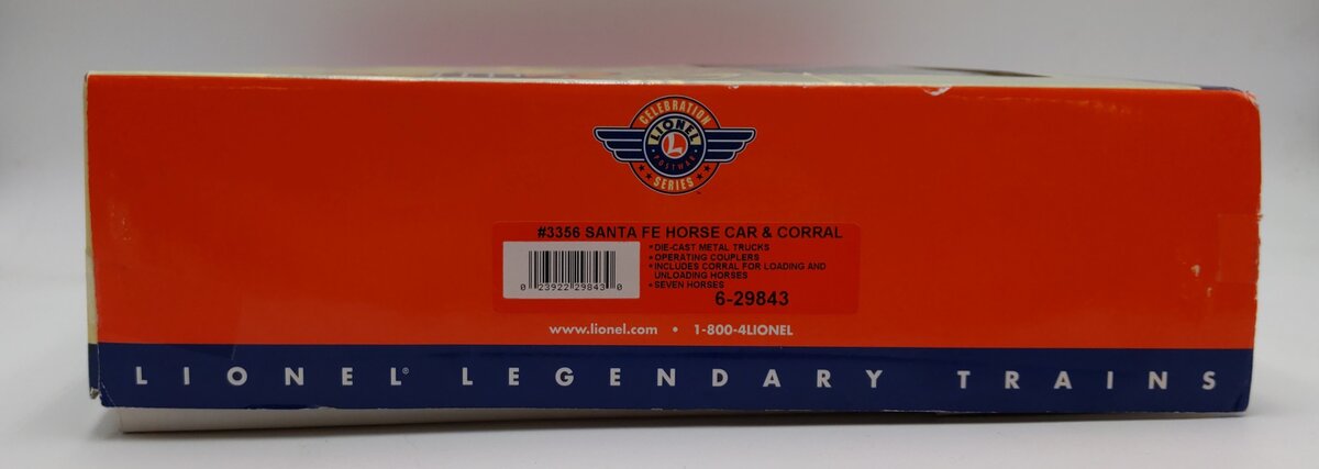 Lionel 6-29843 O Gauge PWC Santa Fe Horse Car & Corral #3356 EX/Box