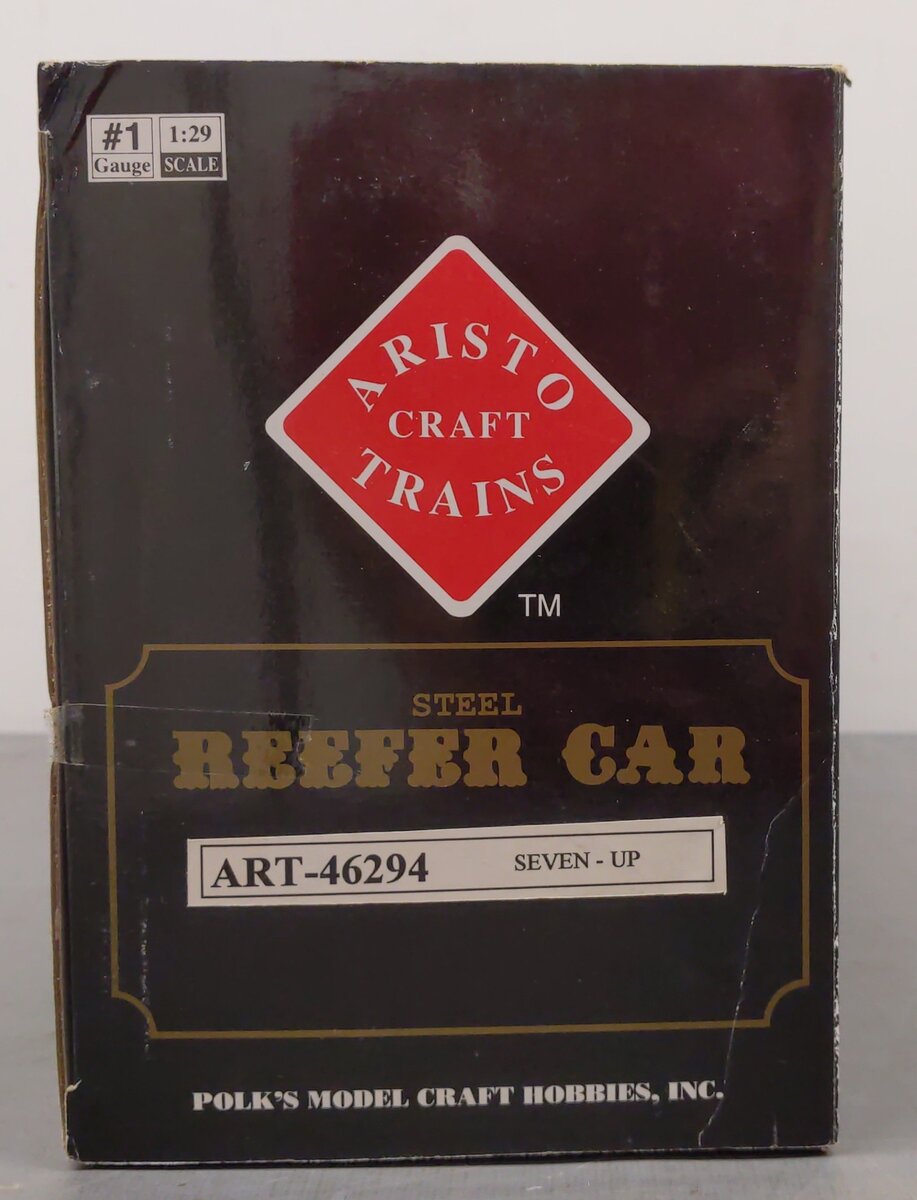 Aristo-Craft 46294 G Scale 7-Up Reefer Car (Plastic Wheels) EX/Box