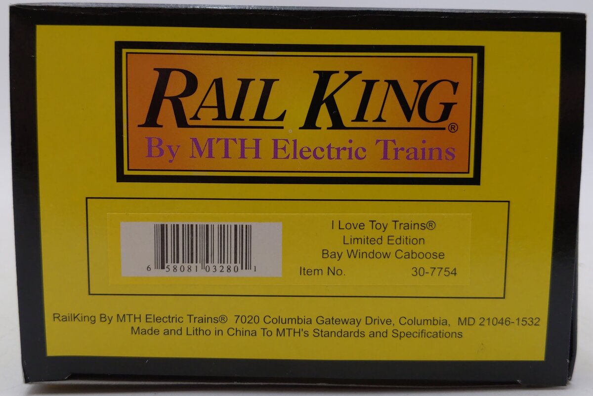 MTH 30-7754 O I Love Toy Trains® Bay Window Caboose EX/Box