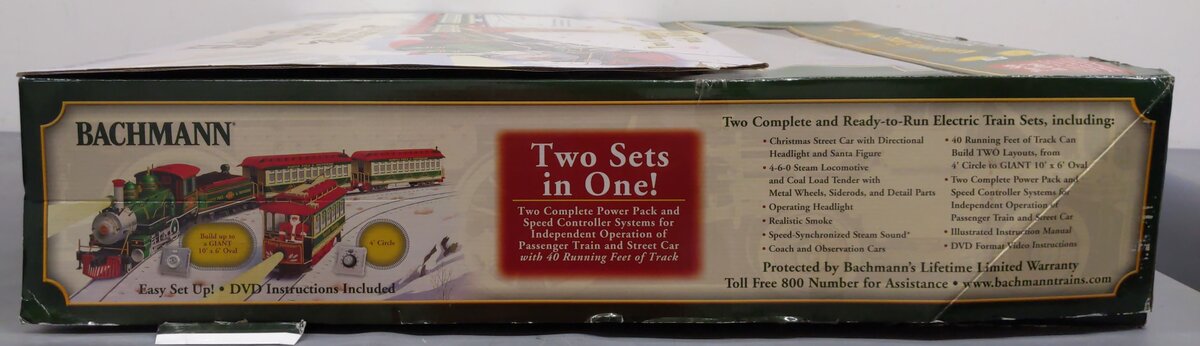 Bachmann 90054 Holiday Special G Gauge Steam Train Set LN/Box