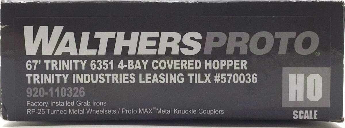 Walthers 920-110326 HO TILX 67' Trinity 6351 4-Bay Covered Hopper RTR #570036 LN/Box