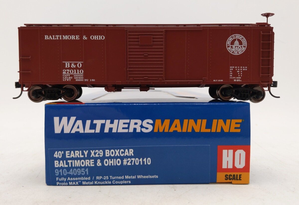 Walthers 910-40951 HO Baltimore & Ohio 40' Early X29 Ready to Run Boxcar #270110