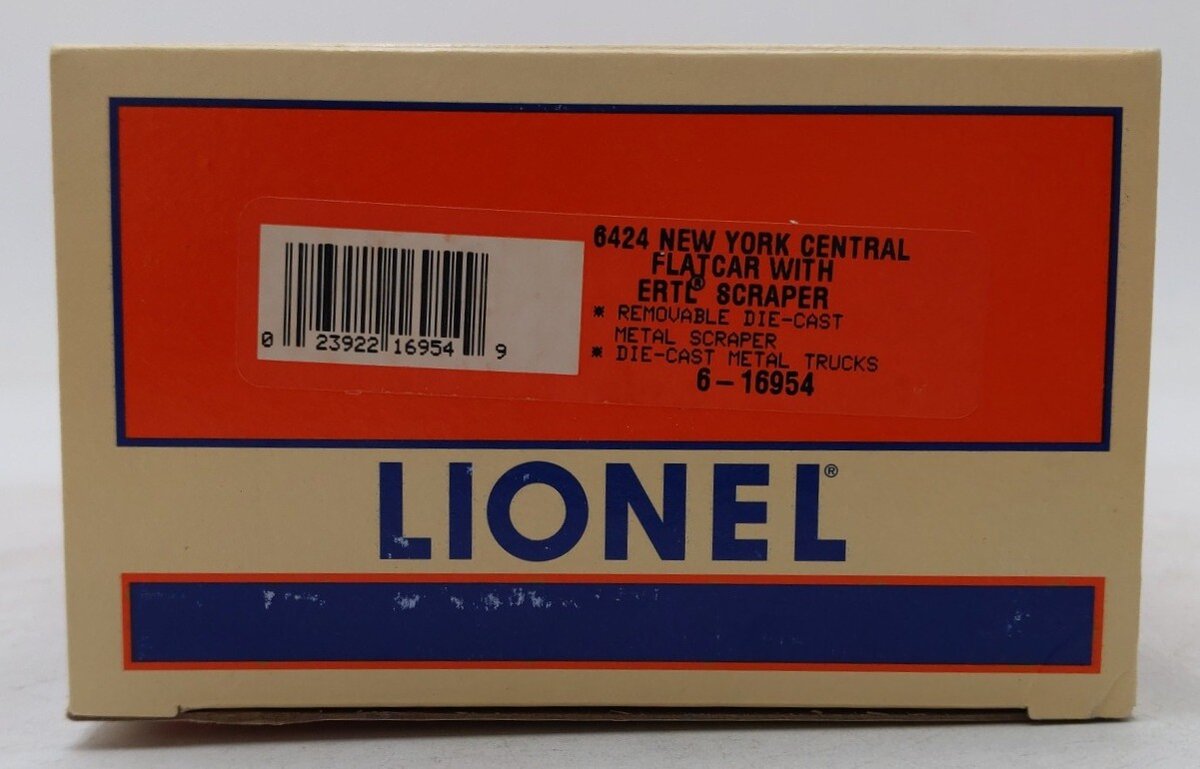Lionel 6-16954 O Gauge New York Central Flatcar with ERTL Scraper #6424 EX/Box