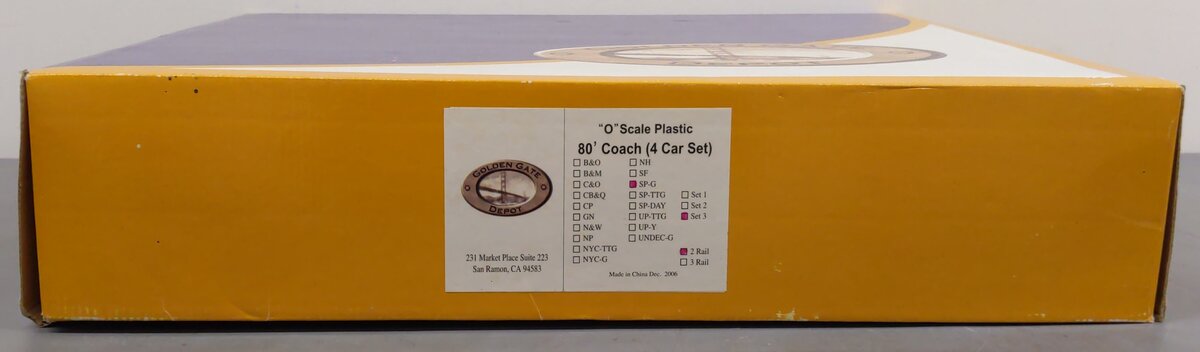 Golden Gate Depot O Scale SP 80' Passenger Coach Set (Set of 4) - 2-Rail EX/Box