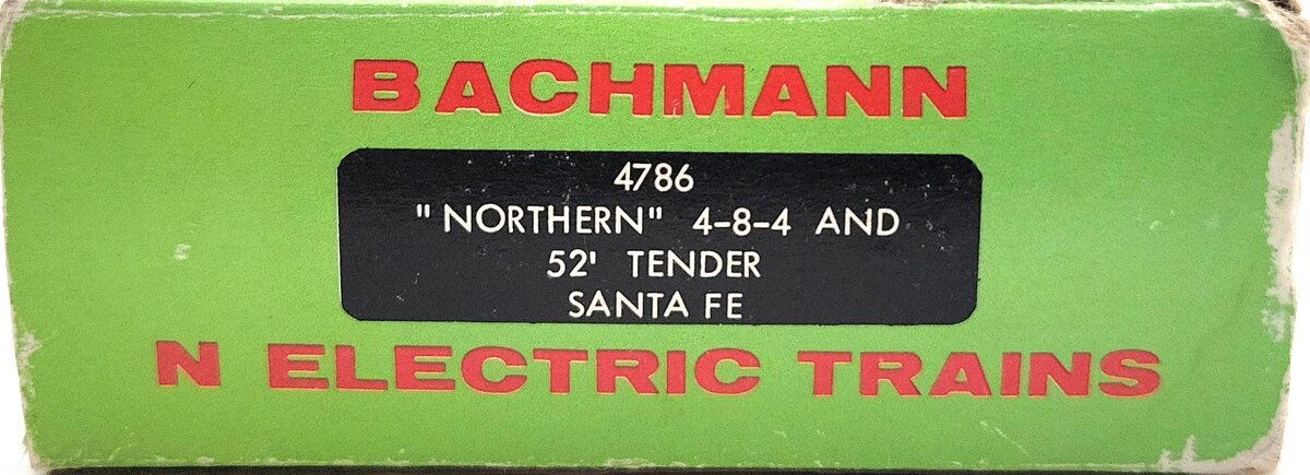 Bachmann 4786 N Scale Santa Fe Northern 4-8-4 Steam Locomotive & Tender #3780 LN/Box