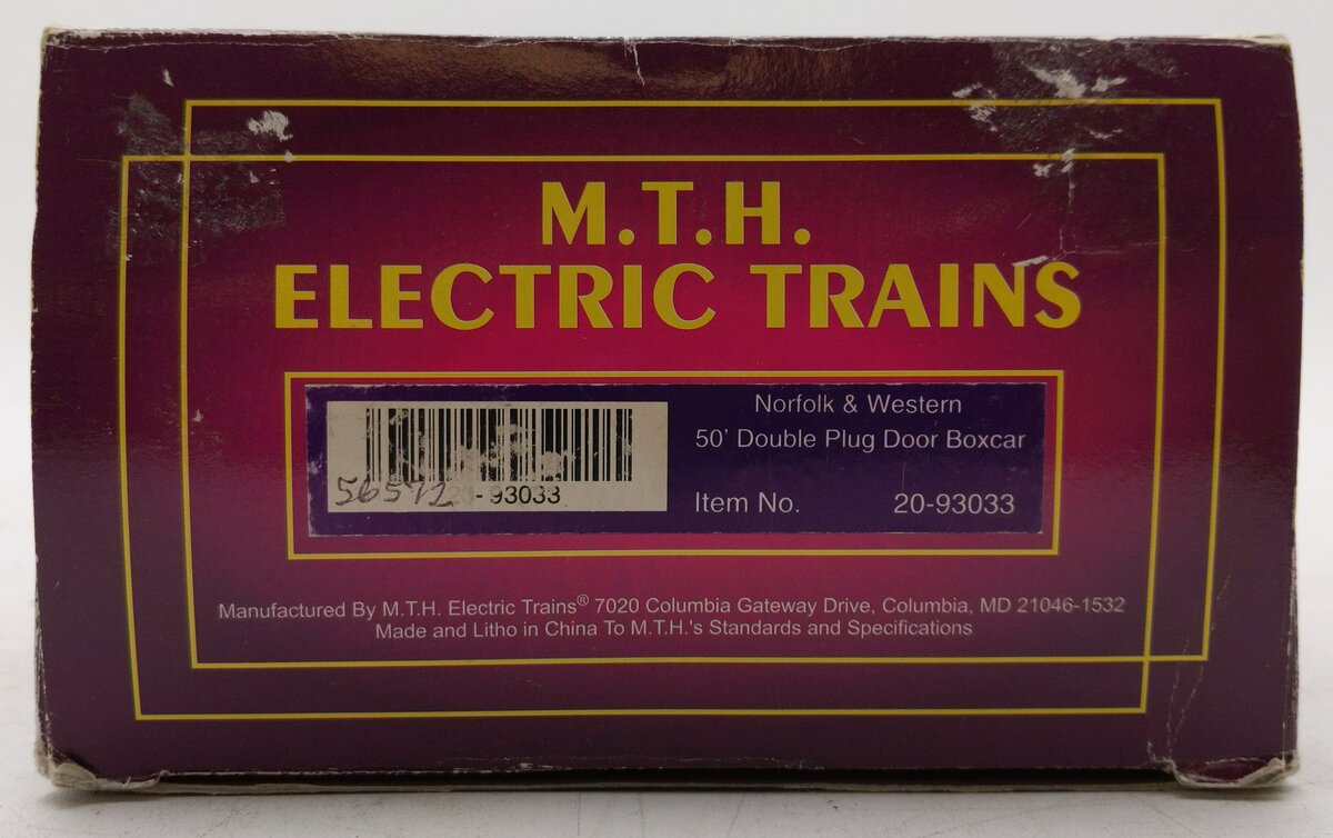MTH 20-93033 O Gauge Norfolk & Western Double Plug Door Boxcar #56572 LN/Box
