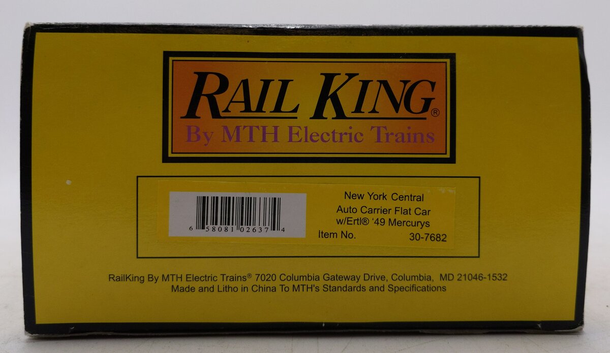MTH 30-7682 O Gauge New York Central Auto Carrier #325 with 4 Ertl 1949 Mercurys EX/Box