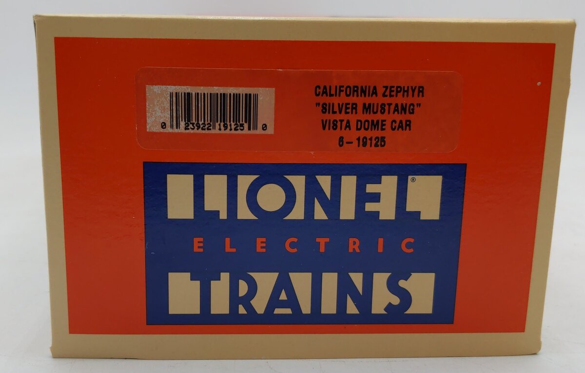 Lionel 6-19125 O Gauge California Zephyr "Silver Mustang" Vista Dome Car EX/Box
