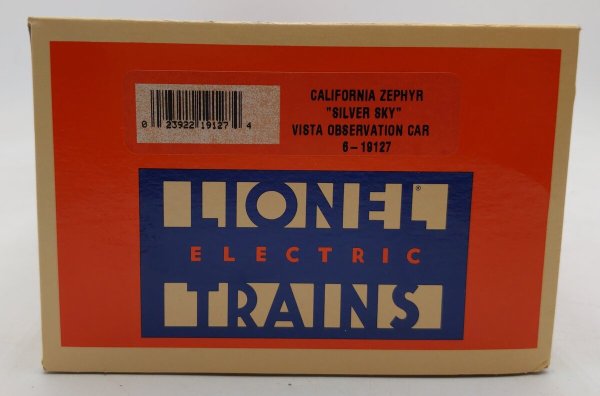 Lionel 6-19127 O California Zephyr "Silver Sky" Aluminum Vista Observation Car EX/Box