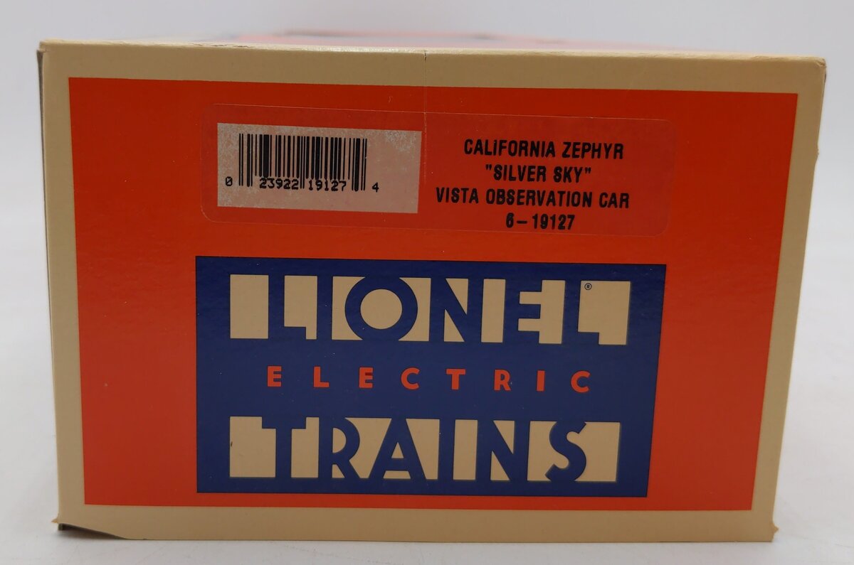 Lionel 6-19127 O California Zephyr "Silver Sky" Aluminum Vista Observation Car EX/Box