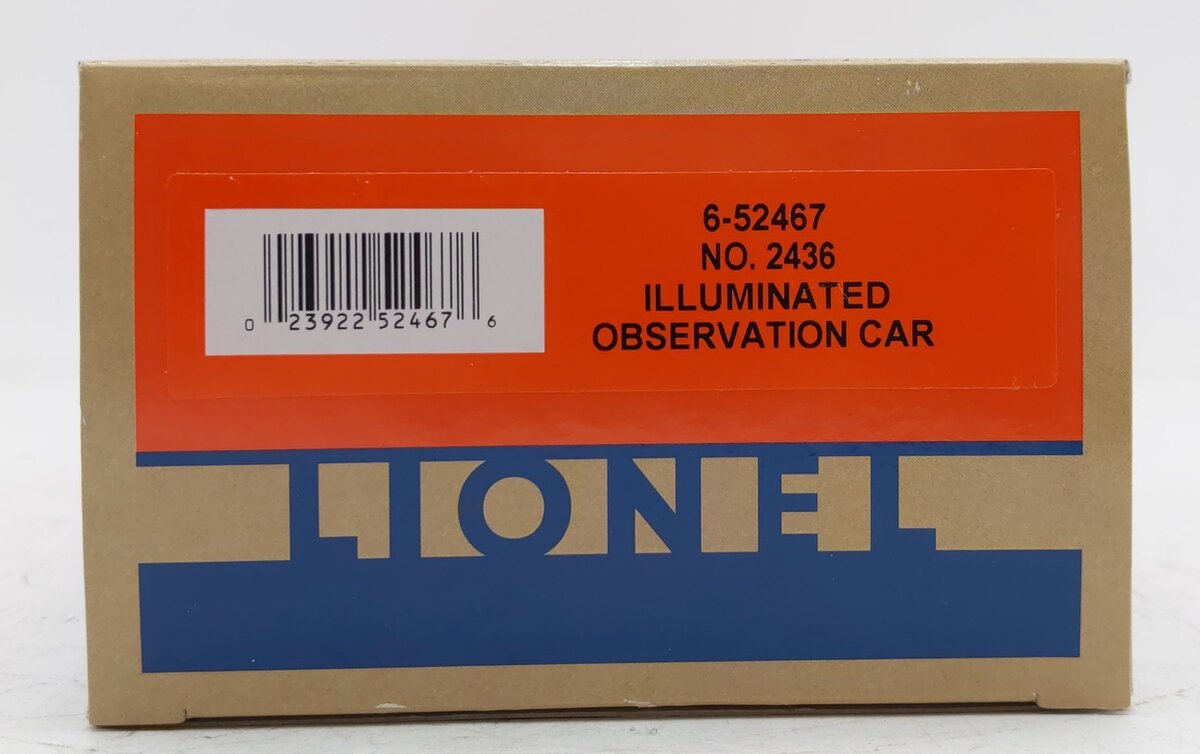 Lionel 6-52467 O Lionel Lines Mooseheart Illuminated Observation Car #2436 EX/Box