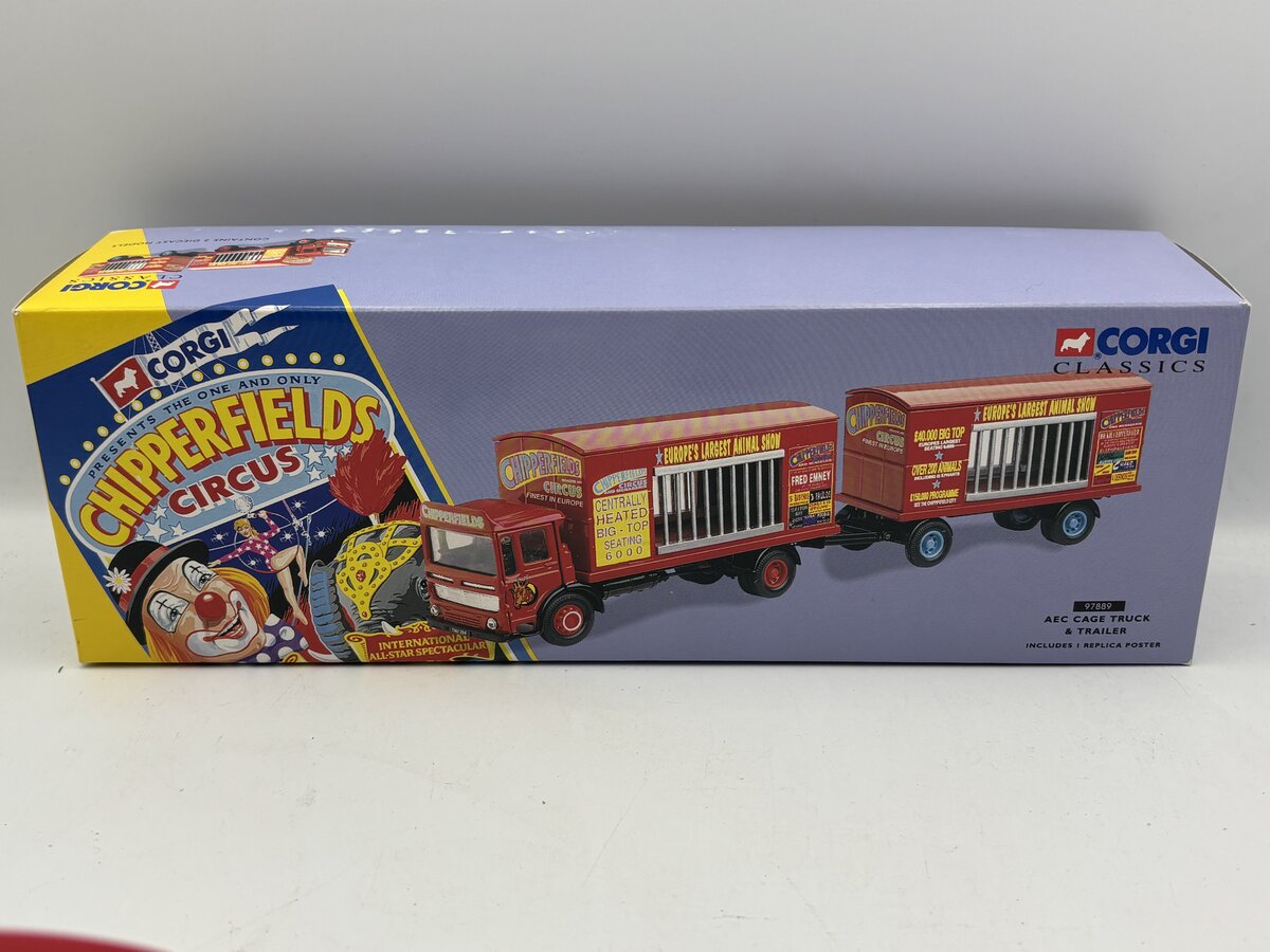 Corgi 97889 1:50 Chipperfields AEC Cage Truck & Trailer EX/Box