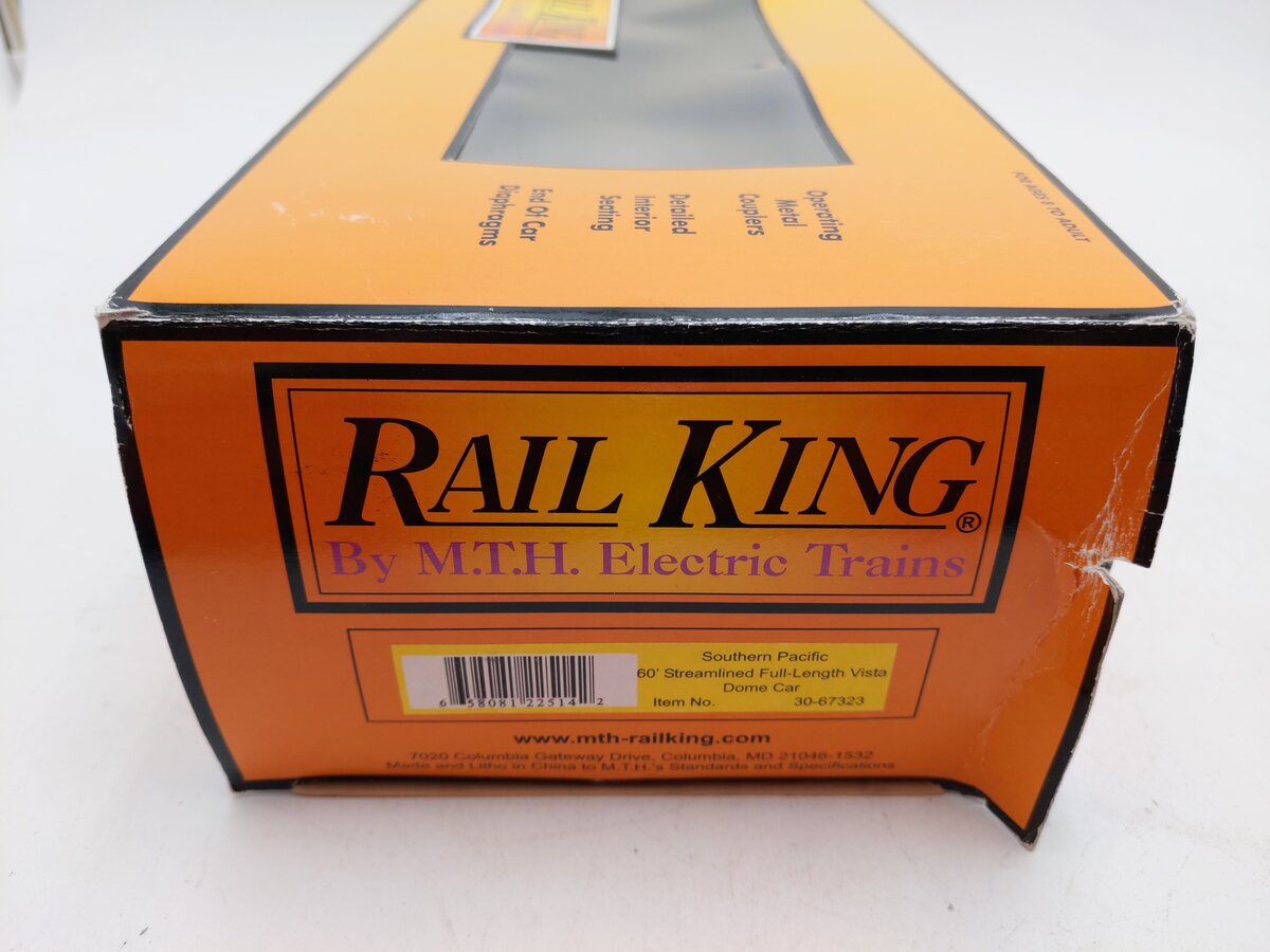 MTH 30-67323 Southern Pacific 60' Streamlined ABS Full-Length Vista Dome Car VG/Box
