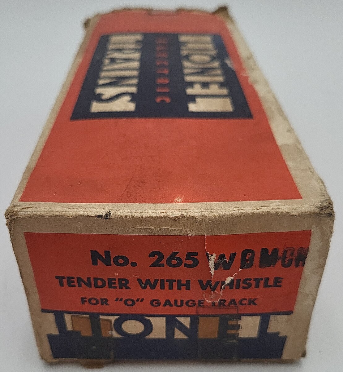Lionel 265W Vintage O Prewar Tinplate Waffle Top Tender with Whistle VG/Box