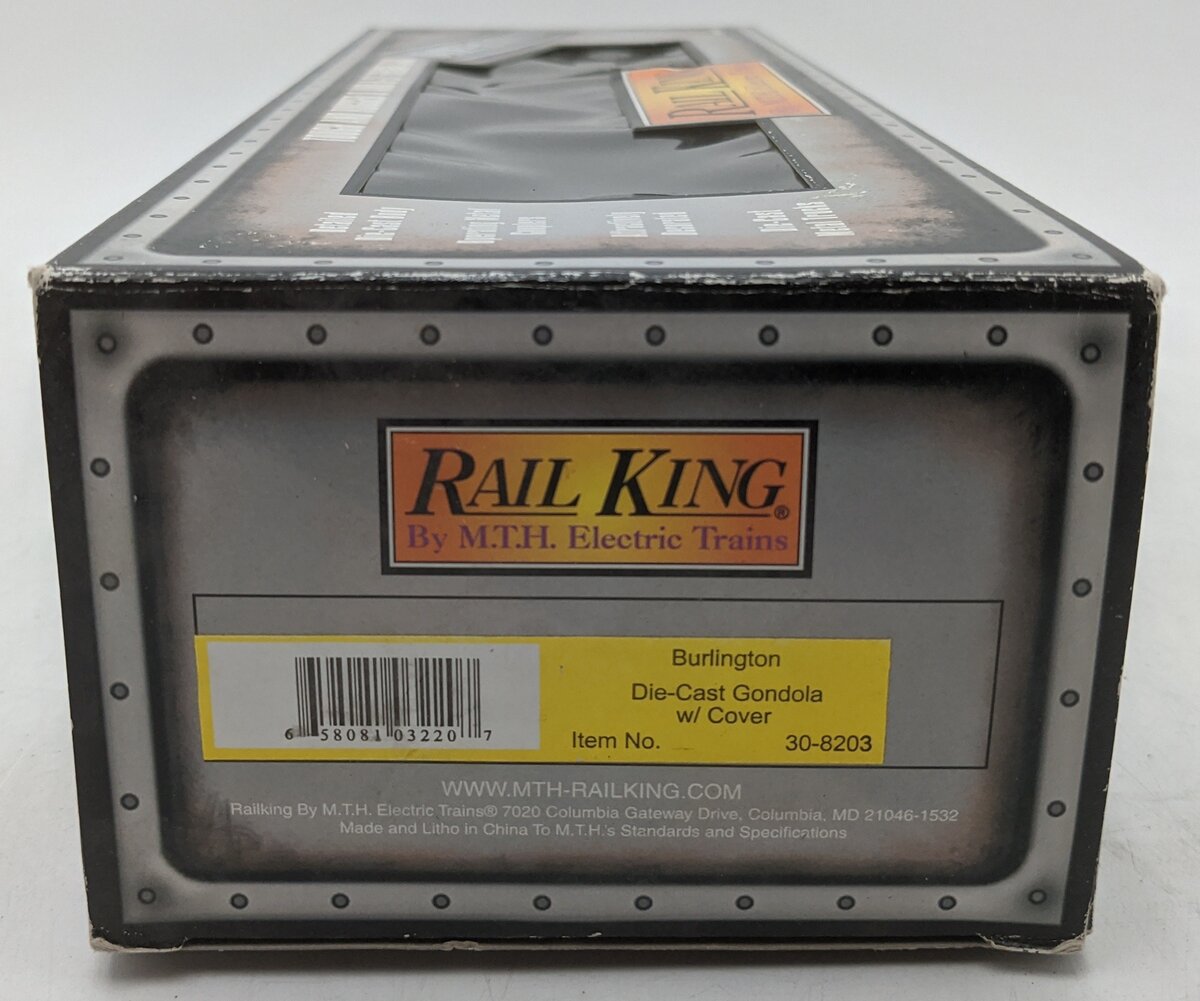MTH 30-8203 O Gauge Burlington Die-Cast Gondola #83105 w/ Cover EX/Box