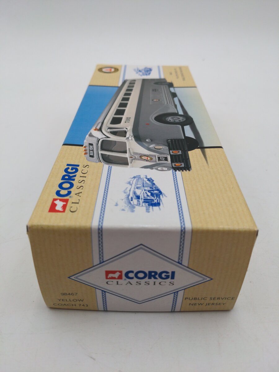 Corgi 98467 1:50 Coach Yellow 743 Public Service of NJ EX/Box
